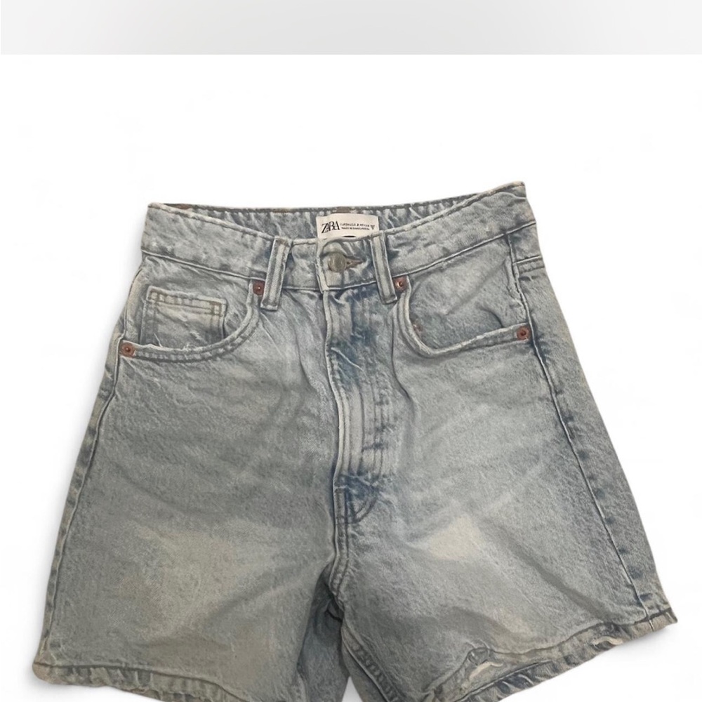 Zara Faded Blue Denim Shorts